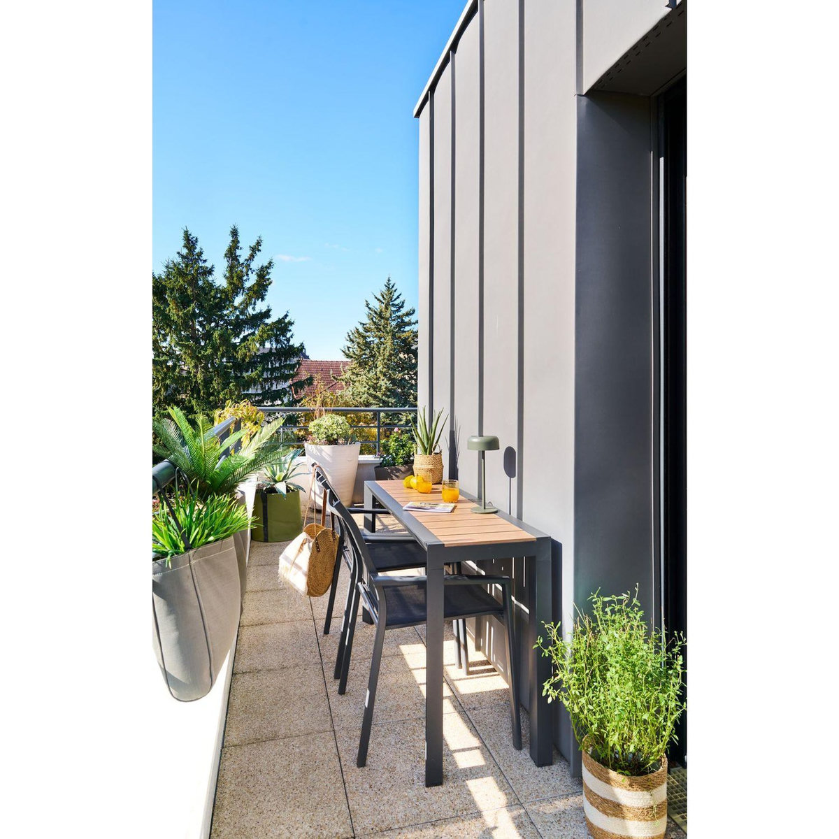 HESPERIDE Console de jardin en aluminium effet bois EVASION