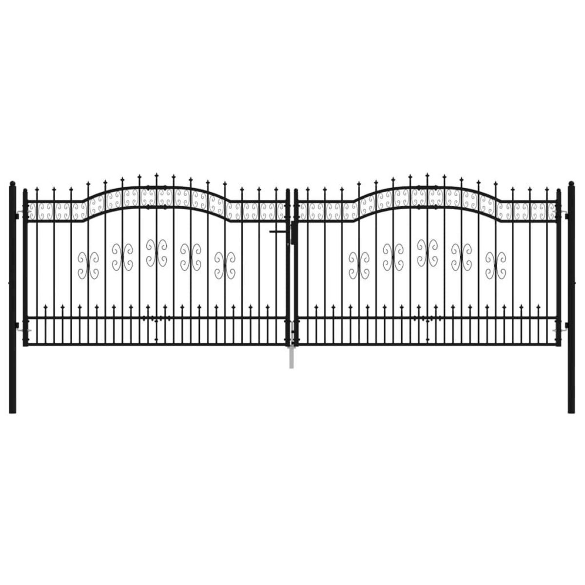 VIDAXL Portail et sommet de lance Noir 406x173 cm Acier enduit poudre