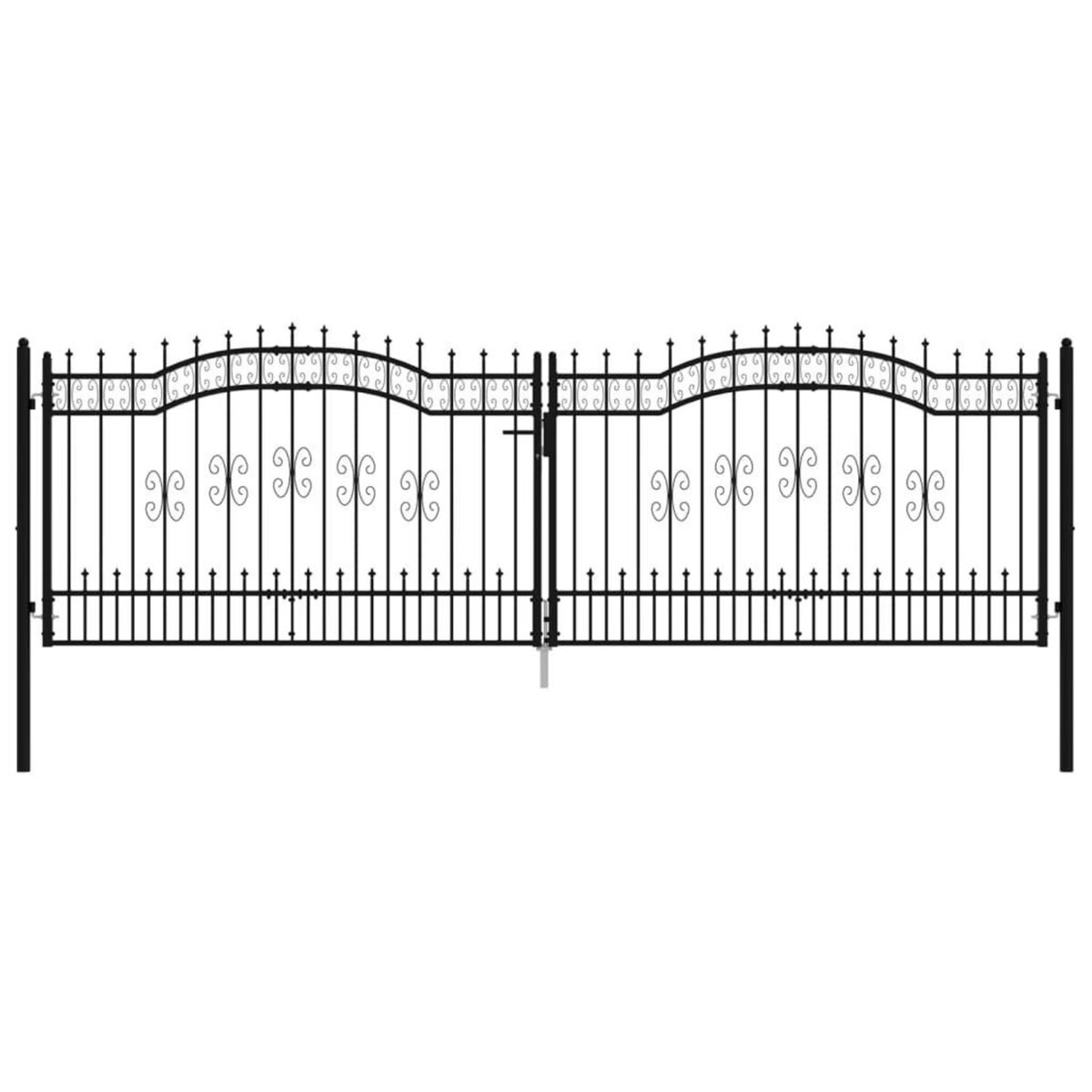 VIDAXL Portail et sommet de lance Noir 406x173 cm Acier enduit poudre