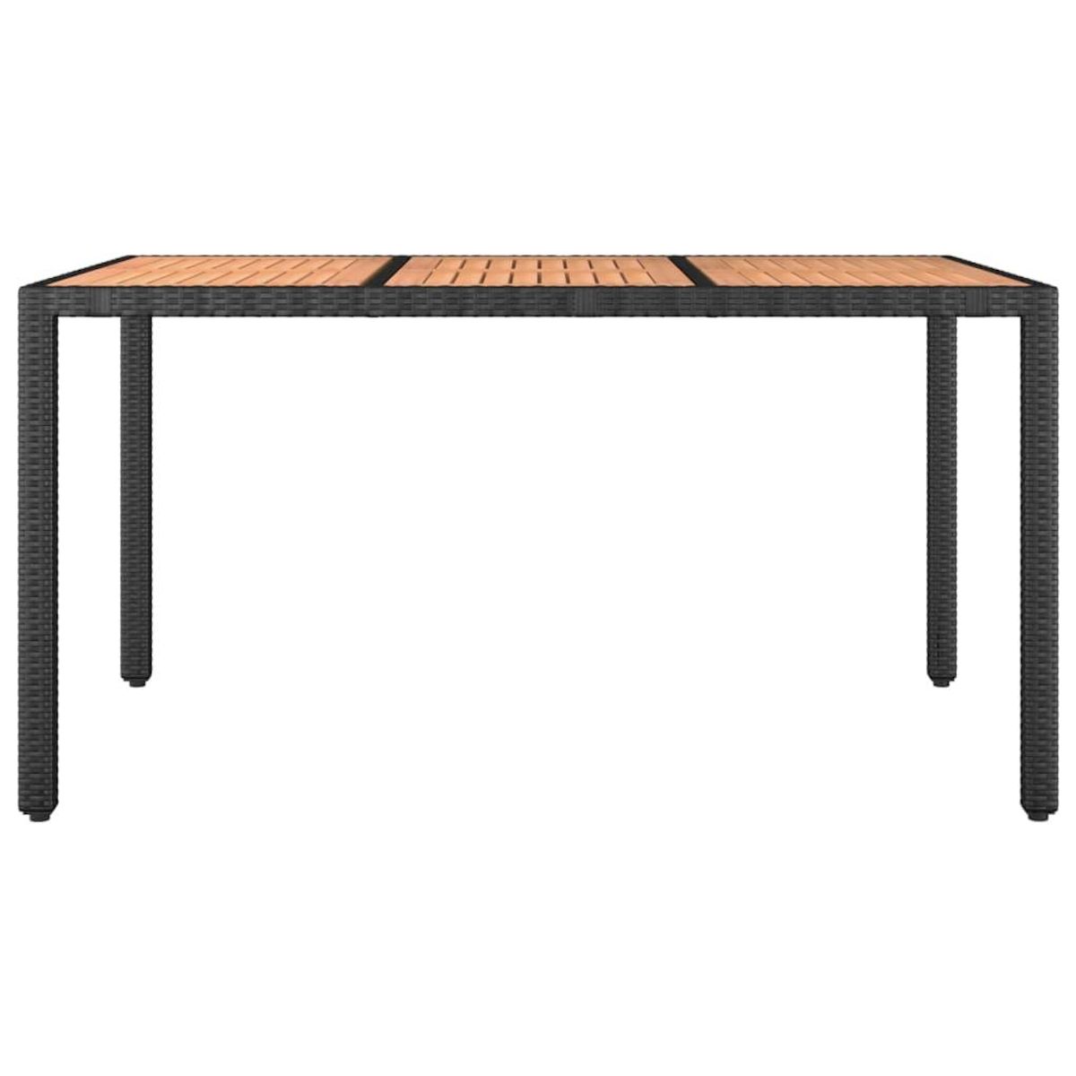 VIDAXL Table de jardin plateau en bois Noir Resine tressee bois massif