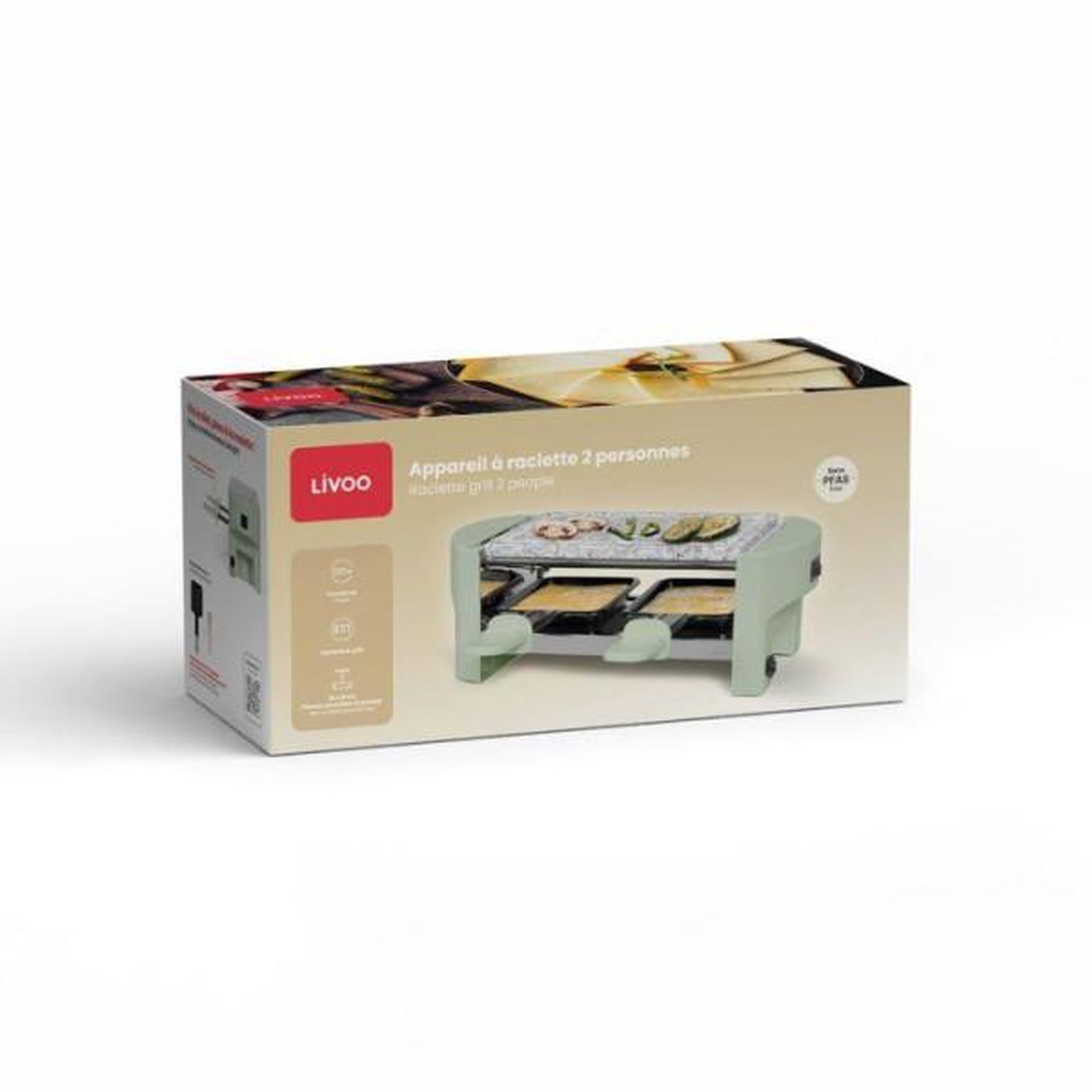 Voir la diapositive 6 : LIVOO Appareil à raclette 2 personnes 320w vert - doc369ve