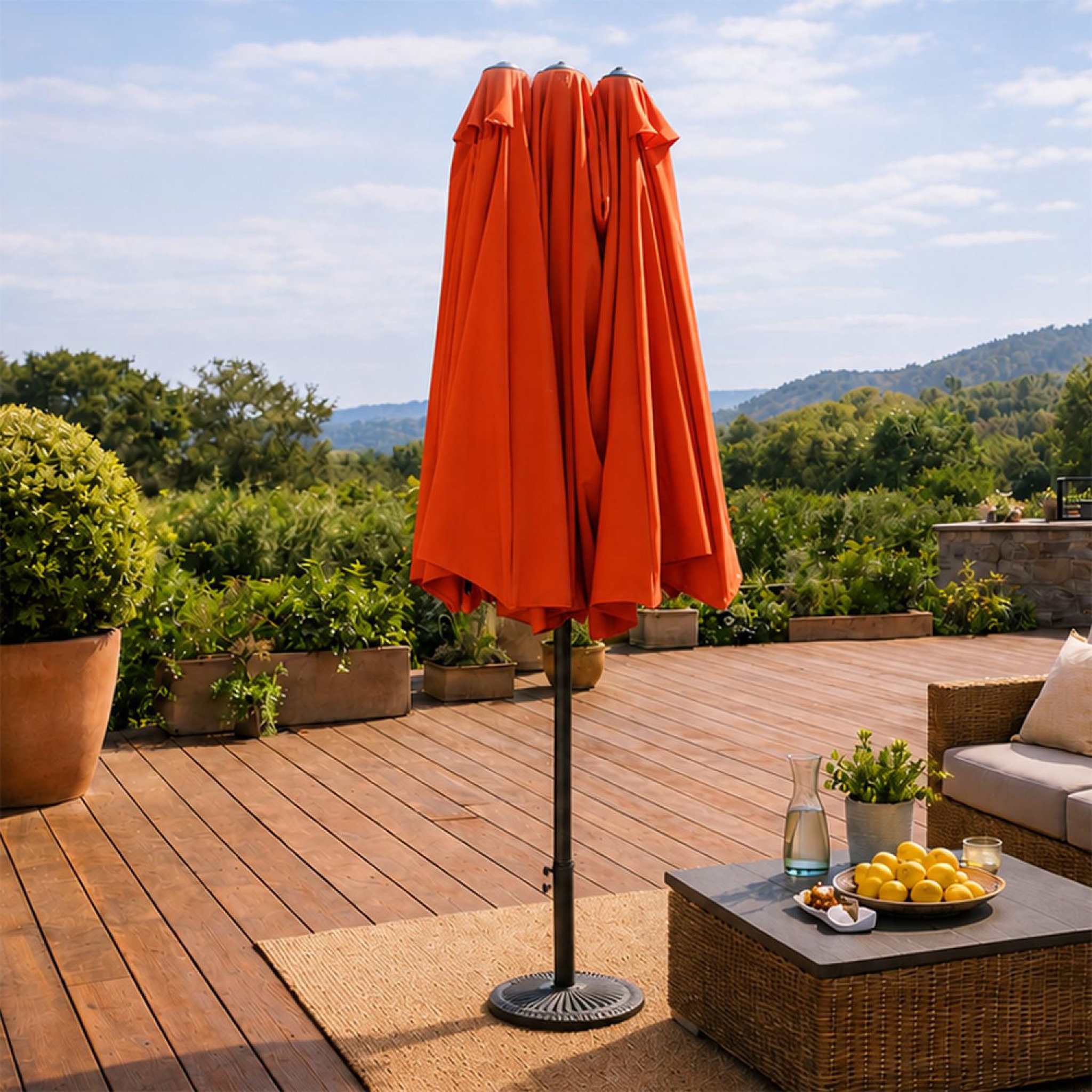 Voir la diapositive 5 : CONCEPT USINE Parasol rectangulaire double 27x46m terracotta venice
