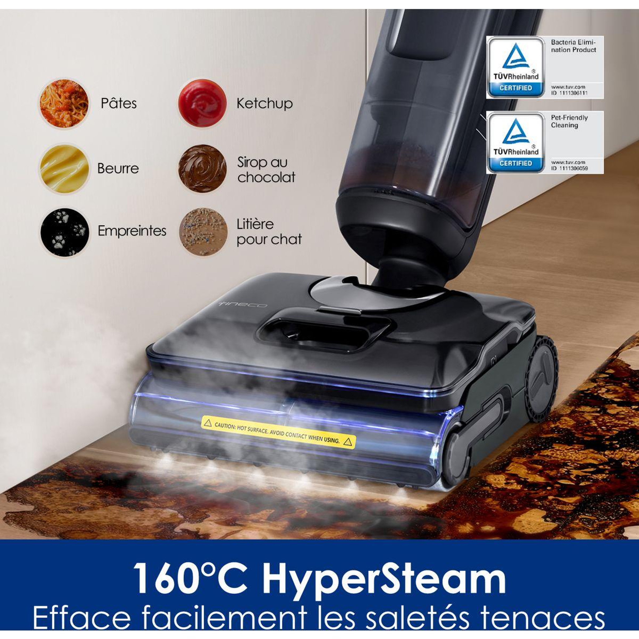 Voir la diapositive 3 : TINECO Aspirateur laveur floor one s7 steam avec fonction vapeur