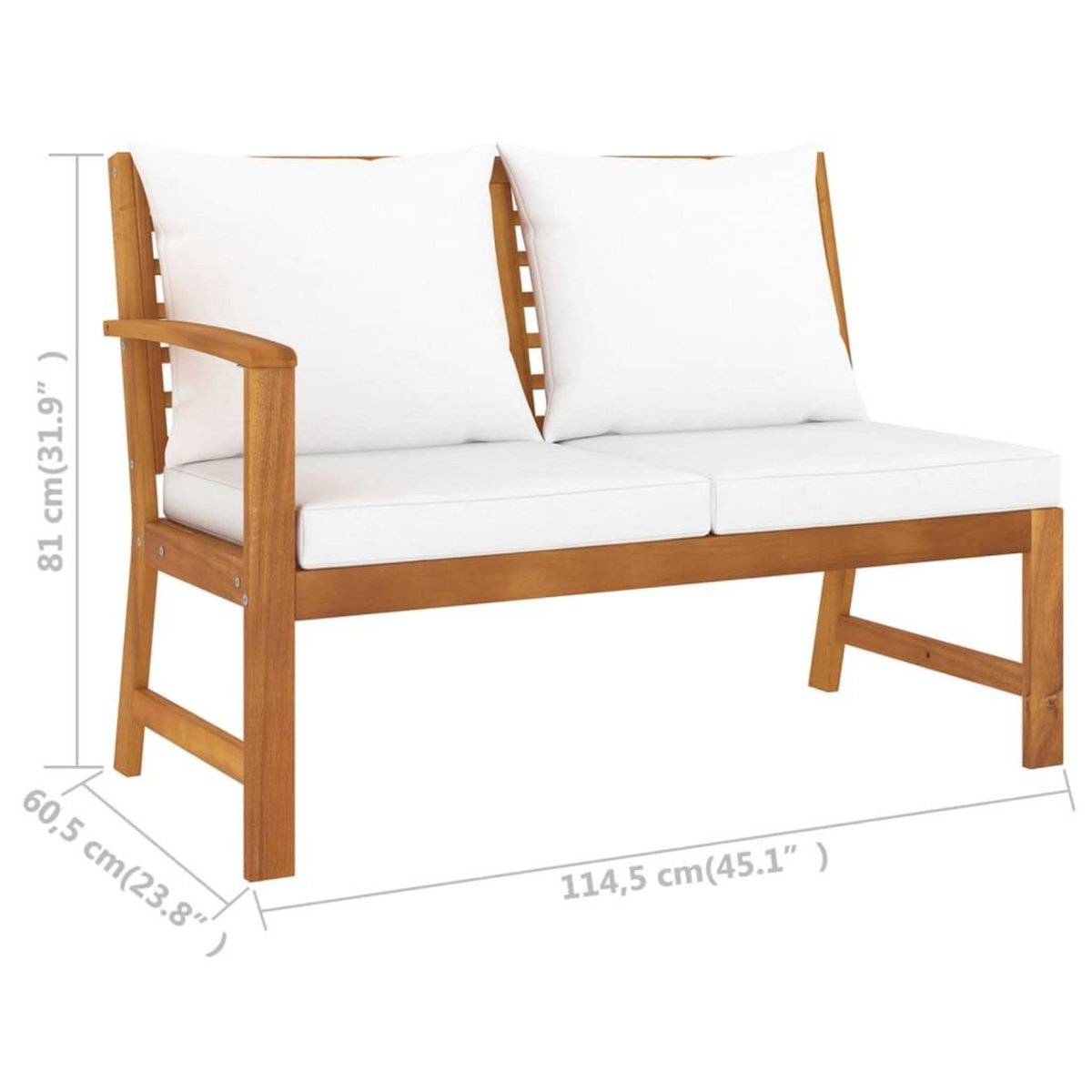VIDAXL Banc de jardin 114,5 cm avec coussin creme Bois solide d'acacia