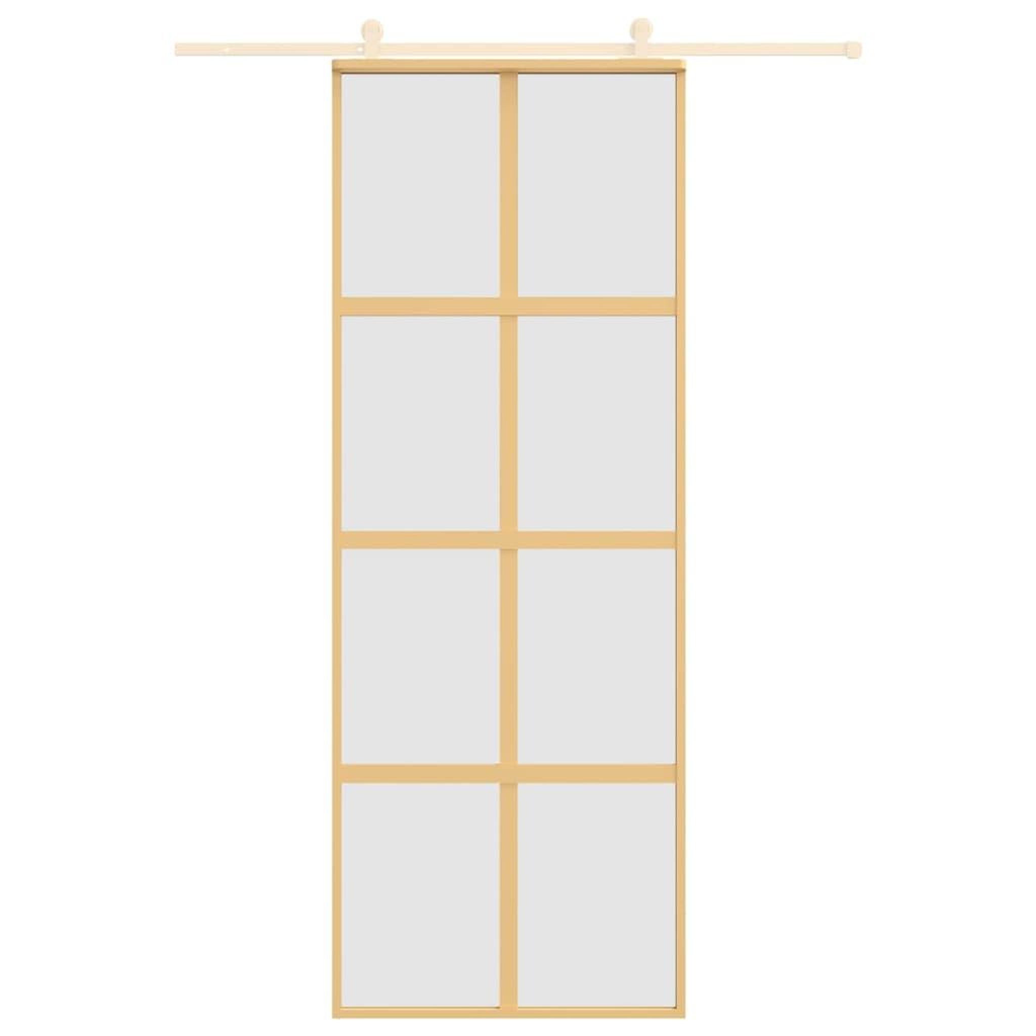 Voir la diapositive 3 : VIDAXL Porte coulissante dore 76x205 cm verre ESG depoli et aluminium
