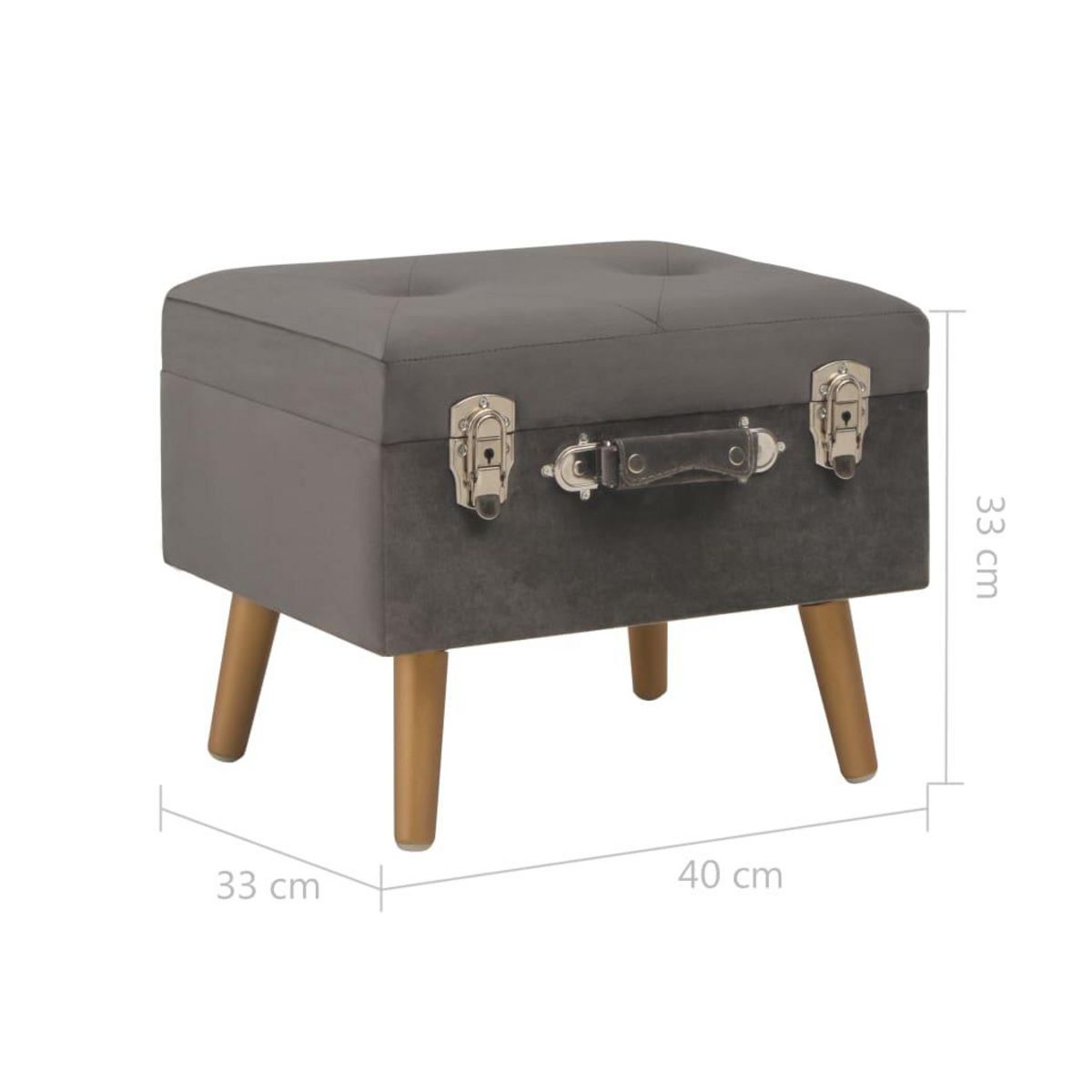 VIDAXL Tabouret de rangement 40 cm Gris Velours