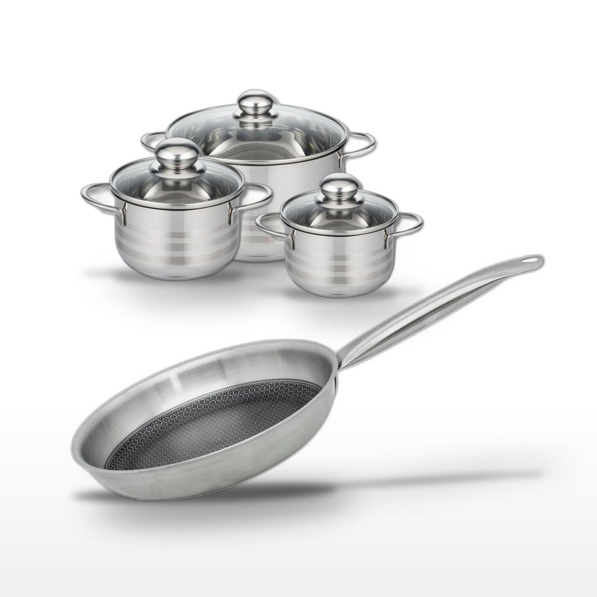 ELO Lot Poêle 24 cm & 3 Faitouts 14/16/24 cm Elo Relief Solution