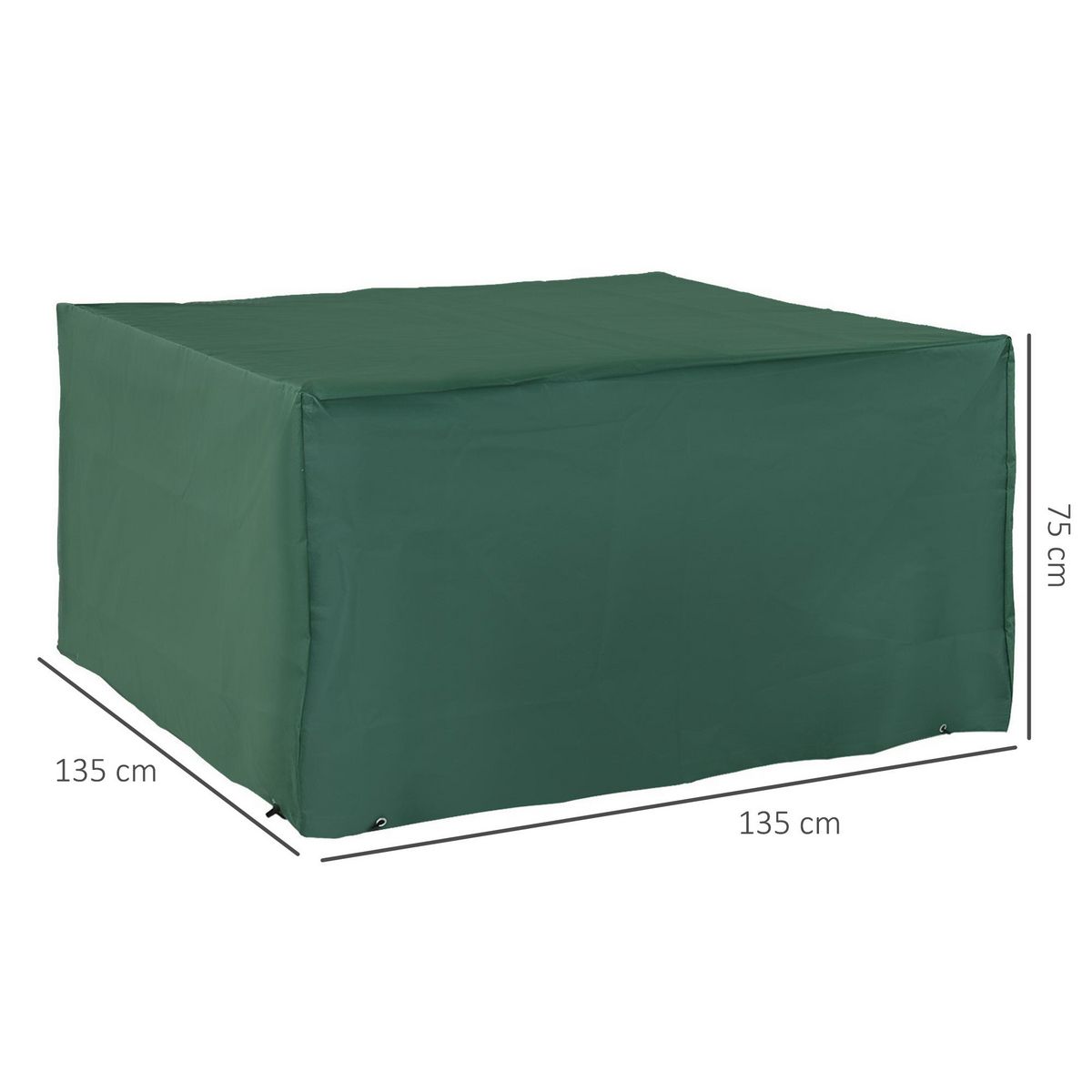 HOMCOM Housse de protection etanche pour meuble salon de jardin rectangulaire 135L x 135l x 75H cm vert