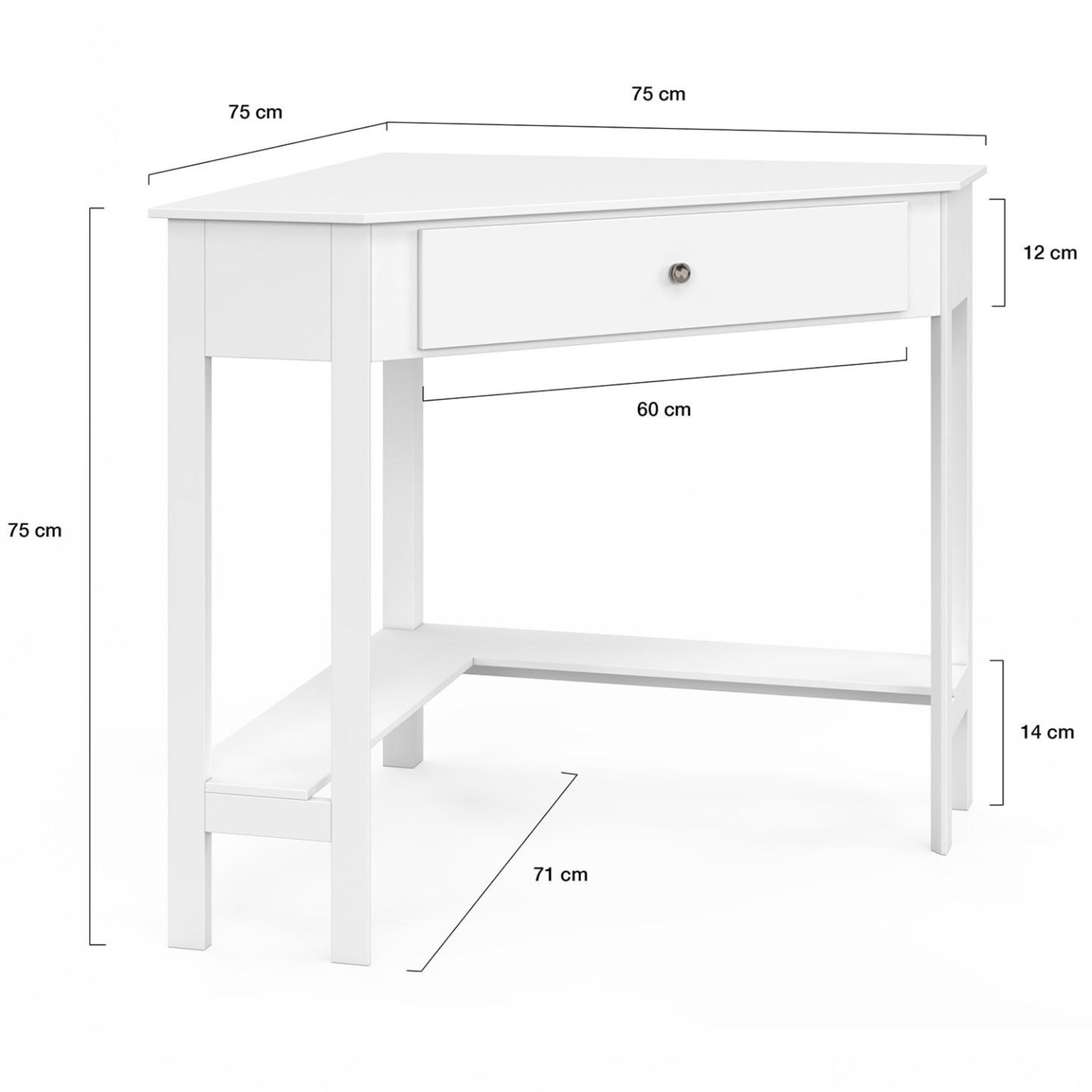 Voir la diapositive 4 : ID MARKET Bureau d'angle remi blanc gain de place bureau informatique avec rangements et 1 tiroir
