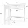 Voir la diapositive 4 : ID MARKET Bureau d'angle REMI blanc gain de place bureau informatique avec rangements et 1 tiroir