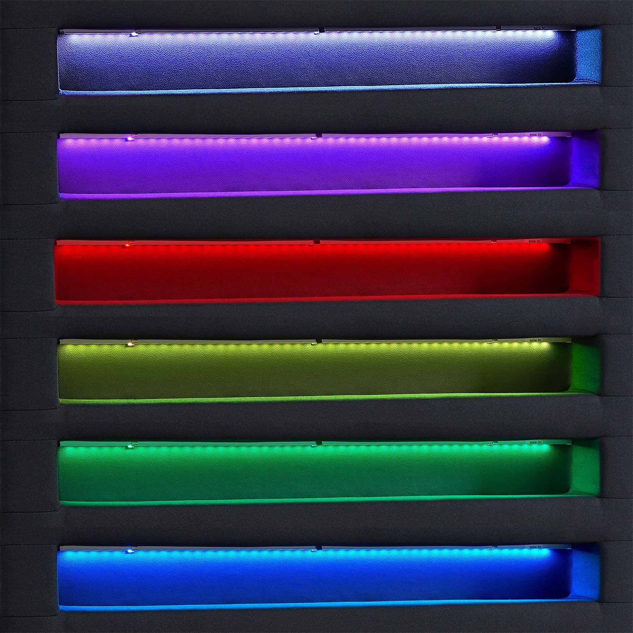 Voir la diapositive 5 : IDIMEX Lit LED simple MOLINA 90x190 cm, avec sommier, revêtement tissu