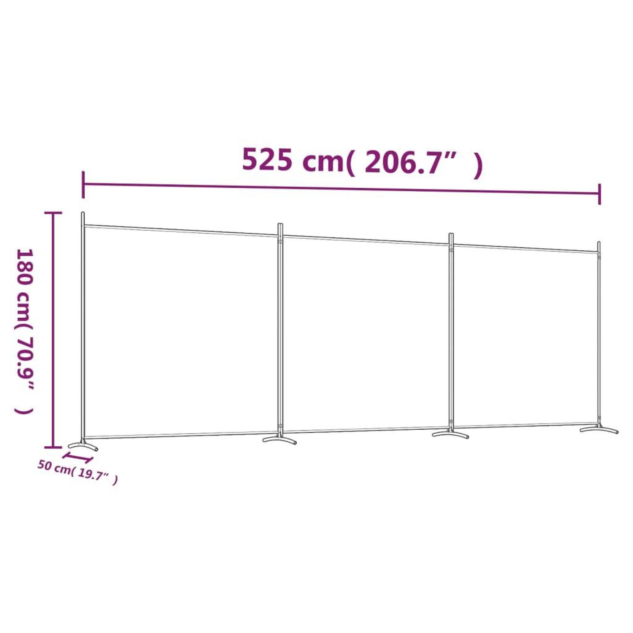 Voir la diapositive 6 : VIDAXL Cloison de separation 3 panneaux Blanc 525x180 cm Tissu