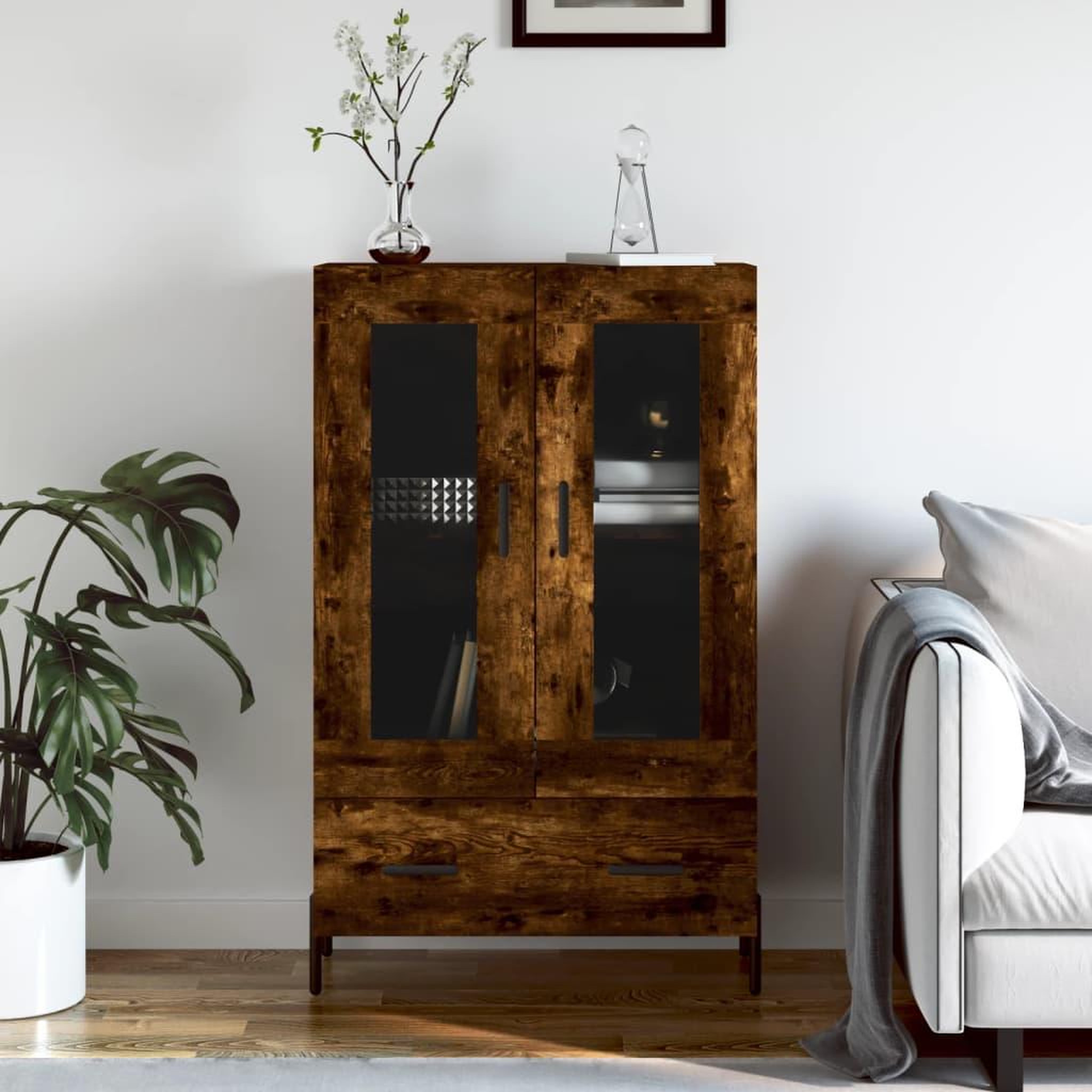 VIDAXL Buffet haut chene fume 69,5x31x115 cm bois d'ingenierie
