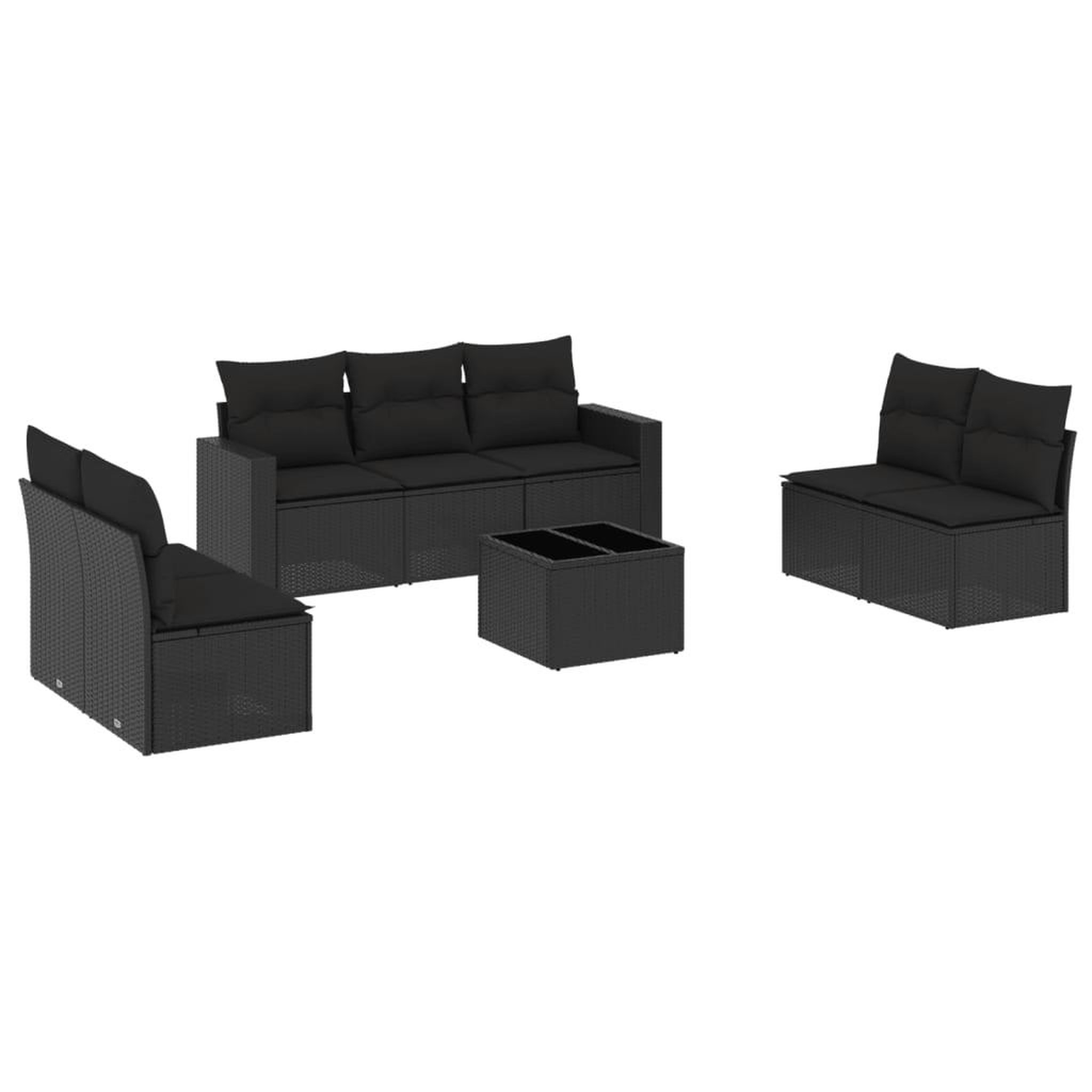 Voir la diapositive 2 : VIDAXL Salon de jardin 8 pcs avec coussins noir resine tressee