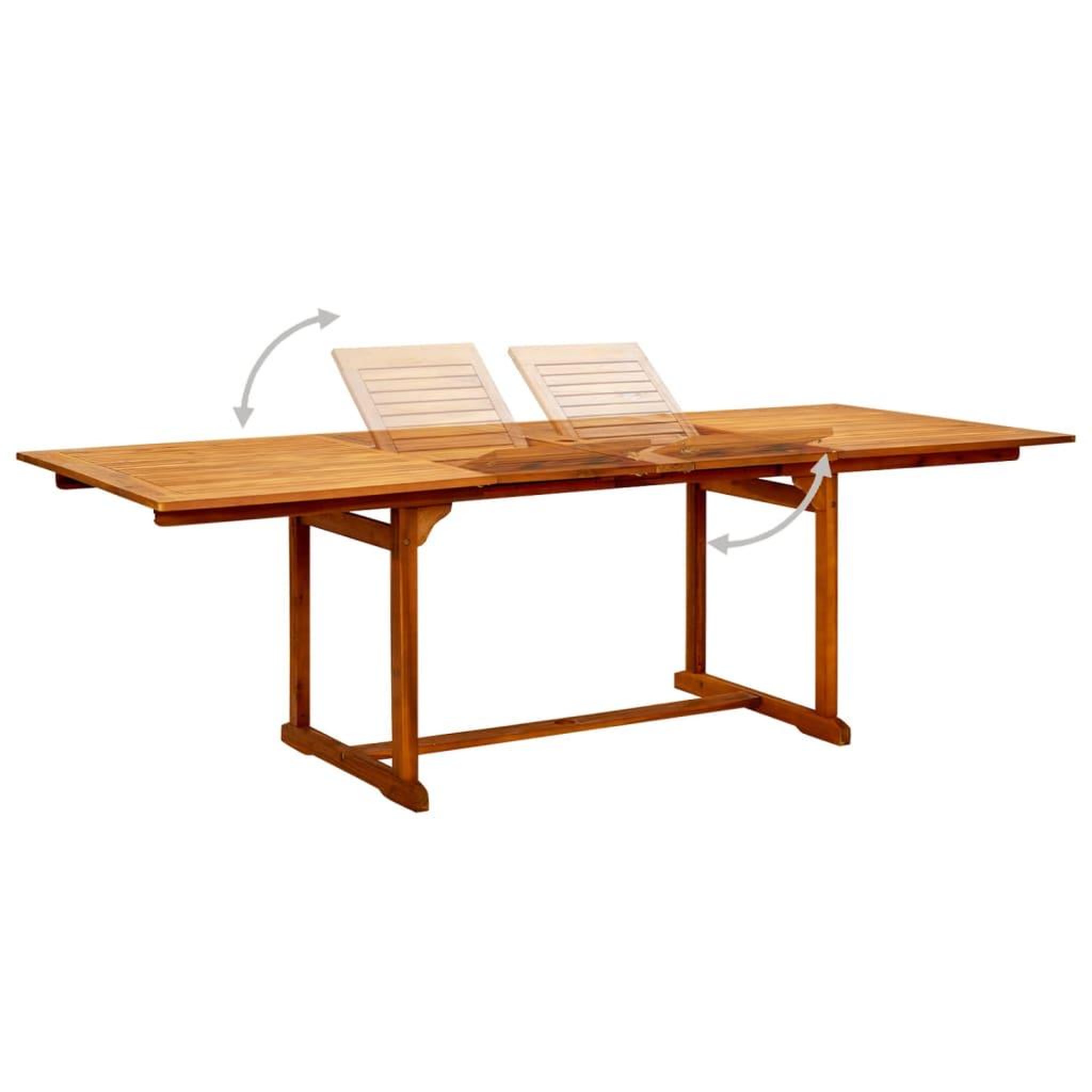 Voir la diapositive 3 : VIDAXL Table a dîner de jardin (160-240)x100x75cm Bois d'acacia massif