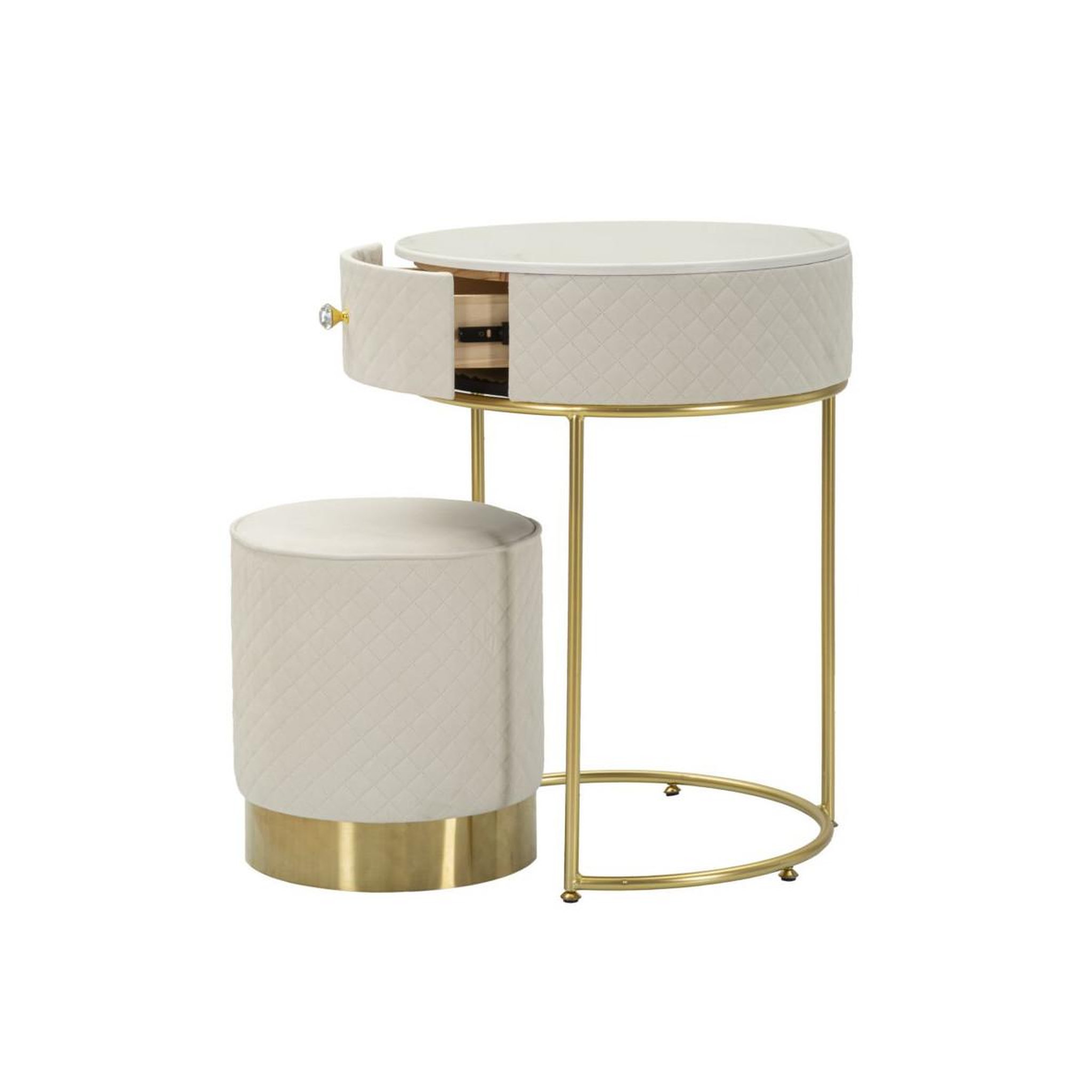 Voir la diapositive 3 : Paris Prix Coiffeuse d'appoint design  vellit  70cm crème & or