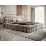 BEST MOBILIER Kingston - lit coffre - 160x200 - sommier inclus - en tissu bouclette