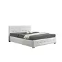 CONCEPT USINE Cadre de lit capitonnée blanc avec coffre de rangement intégré -140x190 cm NEWINGTON