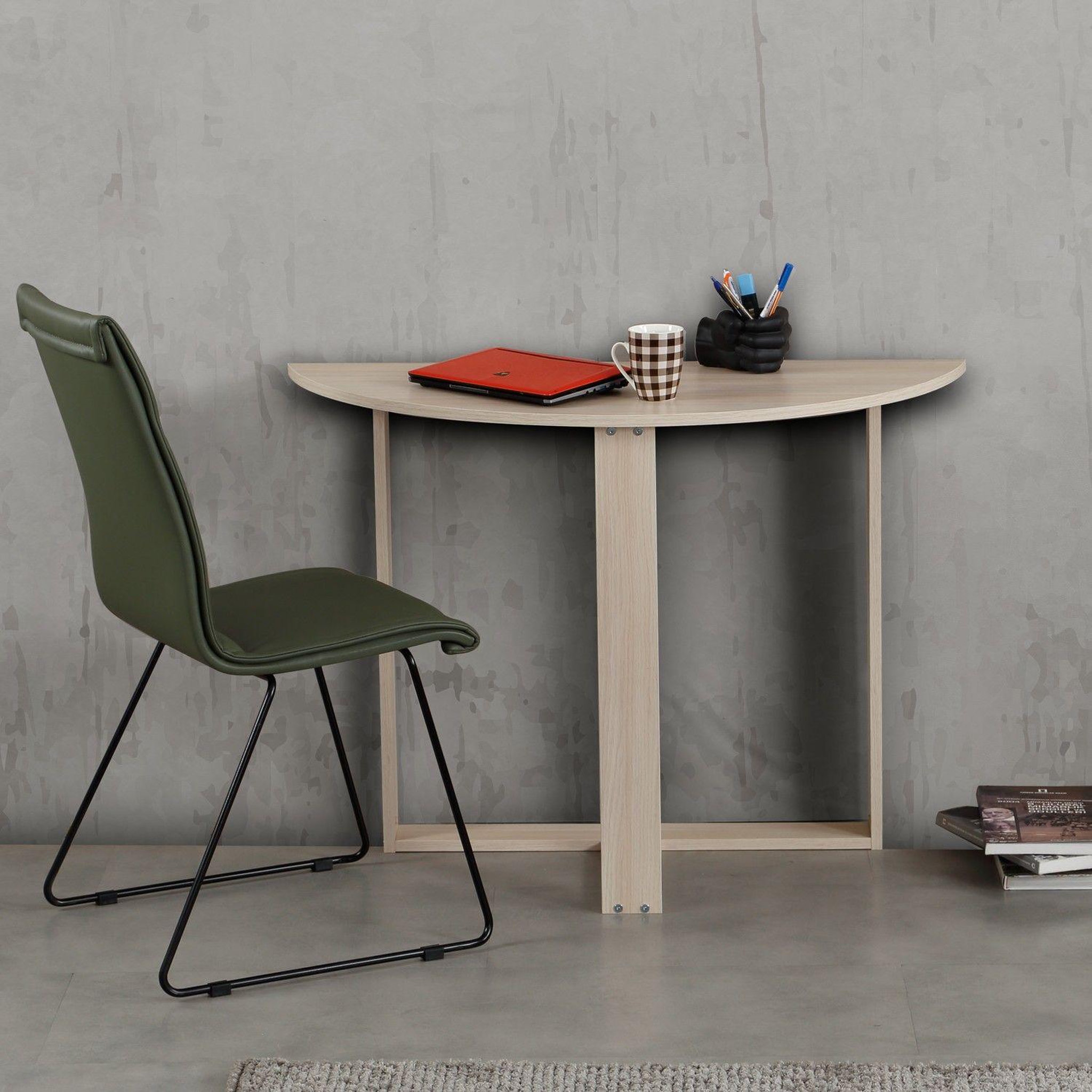 Voir la diapositive 4 : TOILINUX Table console 2-en-1 forme demi-lune marbelle