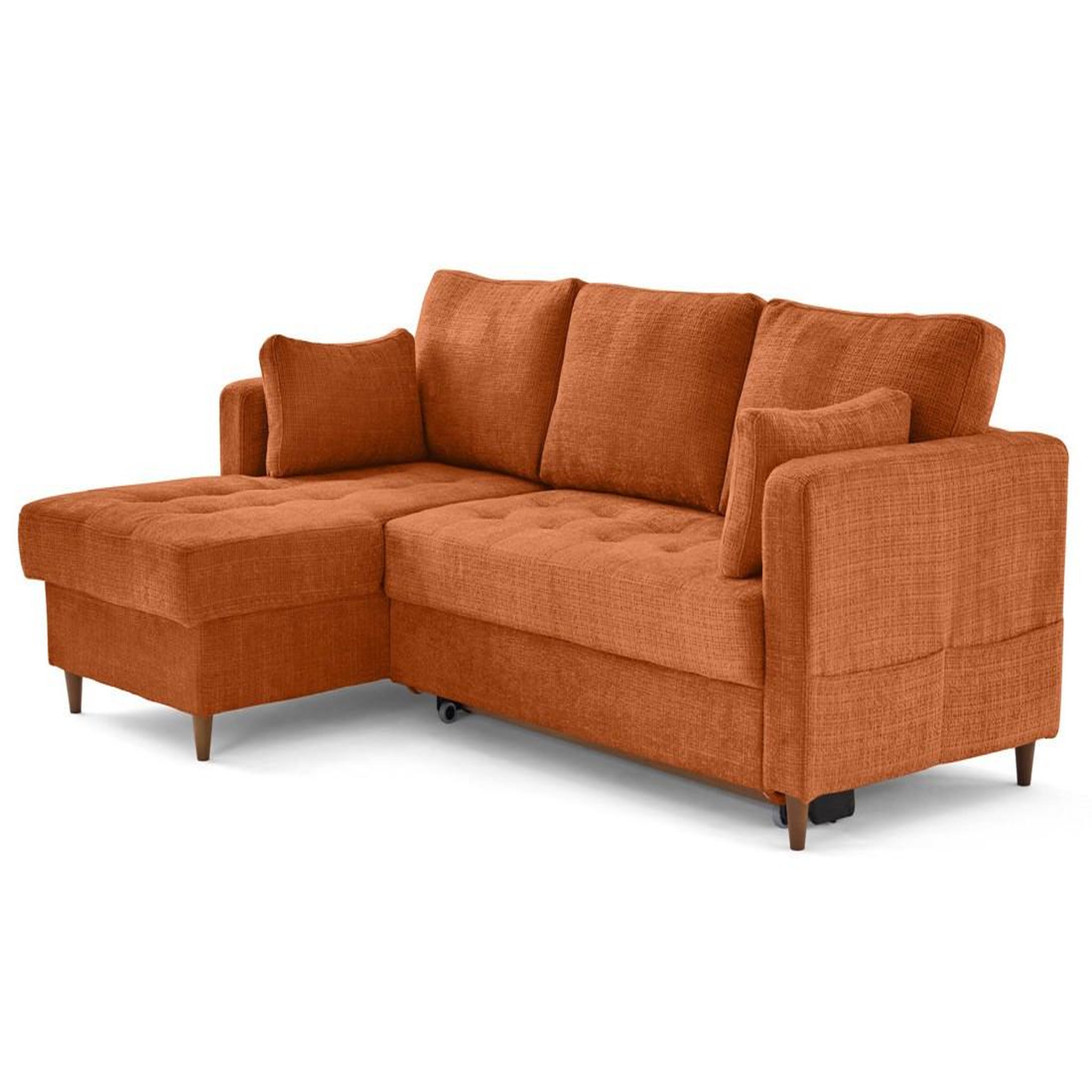 Voir la diapositive 4 : BEST MOBILIER Anna - canapé d'angle gauche 4 places convertible avec coffre en velours texturé