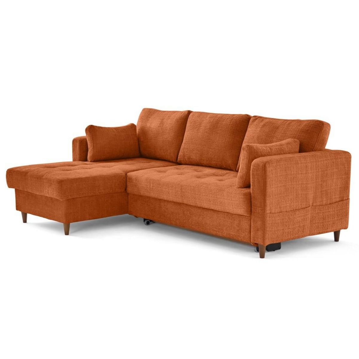 LISA DESIGN Anna - canapé d'angle gauche 4 places convertible avec coffre en velours texturé