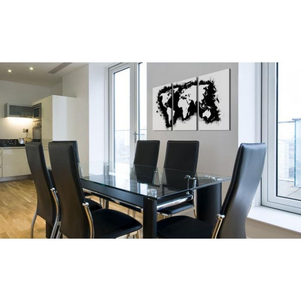 Paris Prix Tableau Imprimé  Carte du Monde en Noir & Blanc