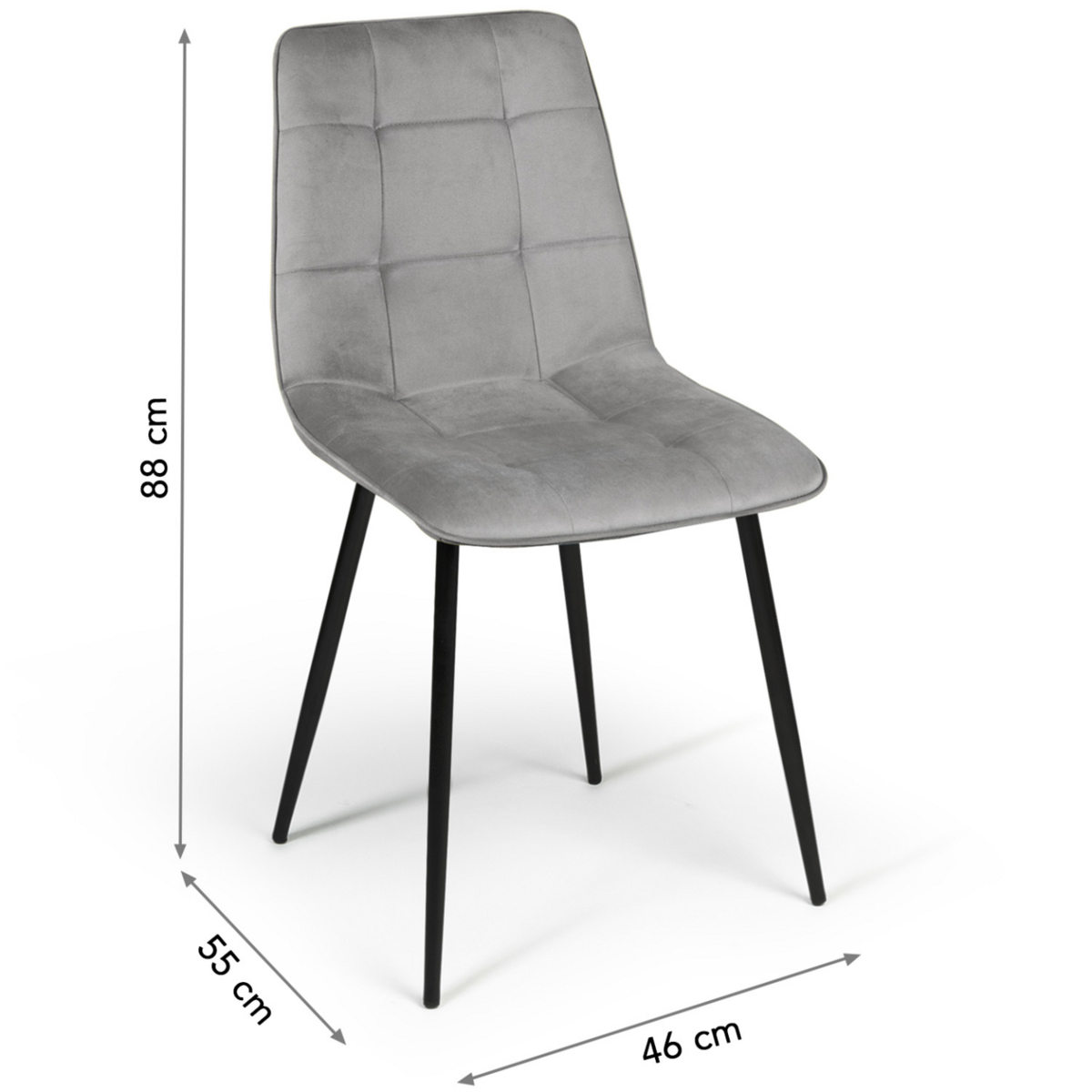 ID MARKET Lot de 4 chaises MILA en velours gris clair pour salle à manger