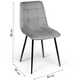 Voir la diapositive 5 : ID MARKET Lot de 4 chaises MILA en velours gris clair pour salle à manger