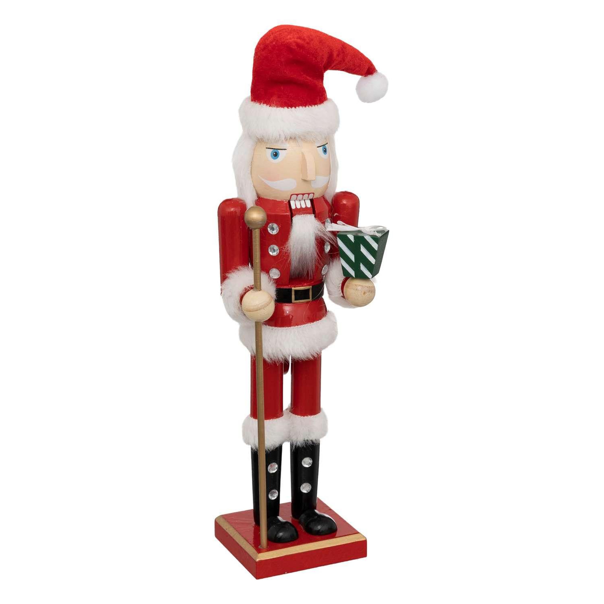 ATMOSPHERA Casse noisette de noël en bois - h. 38 cm - rouge et blanc