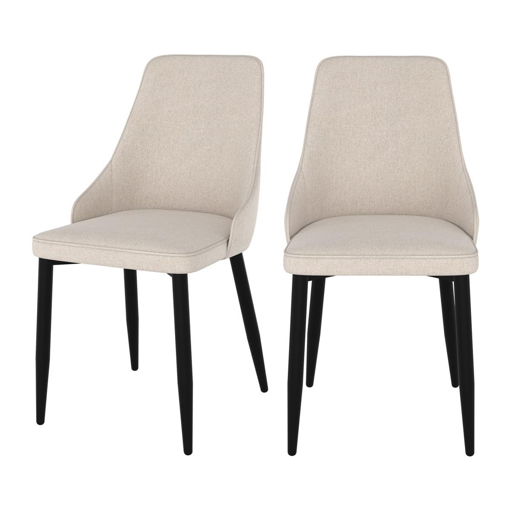 MAISON PAVANE Lot de 2 chaises en tissu beige et pieds en métal-pipo