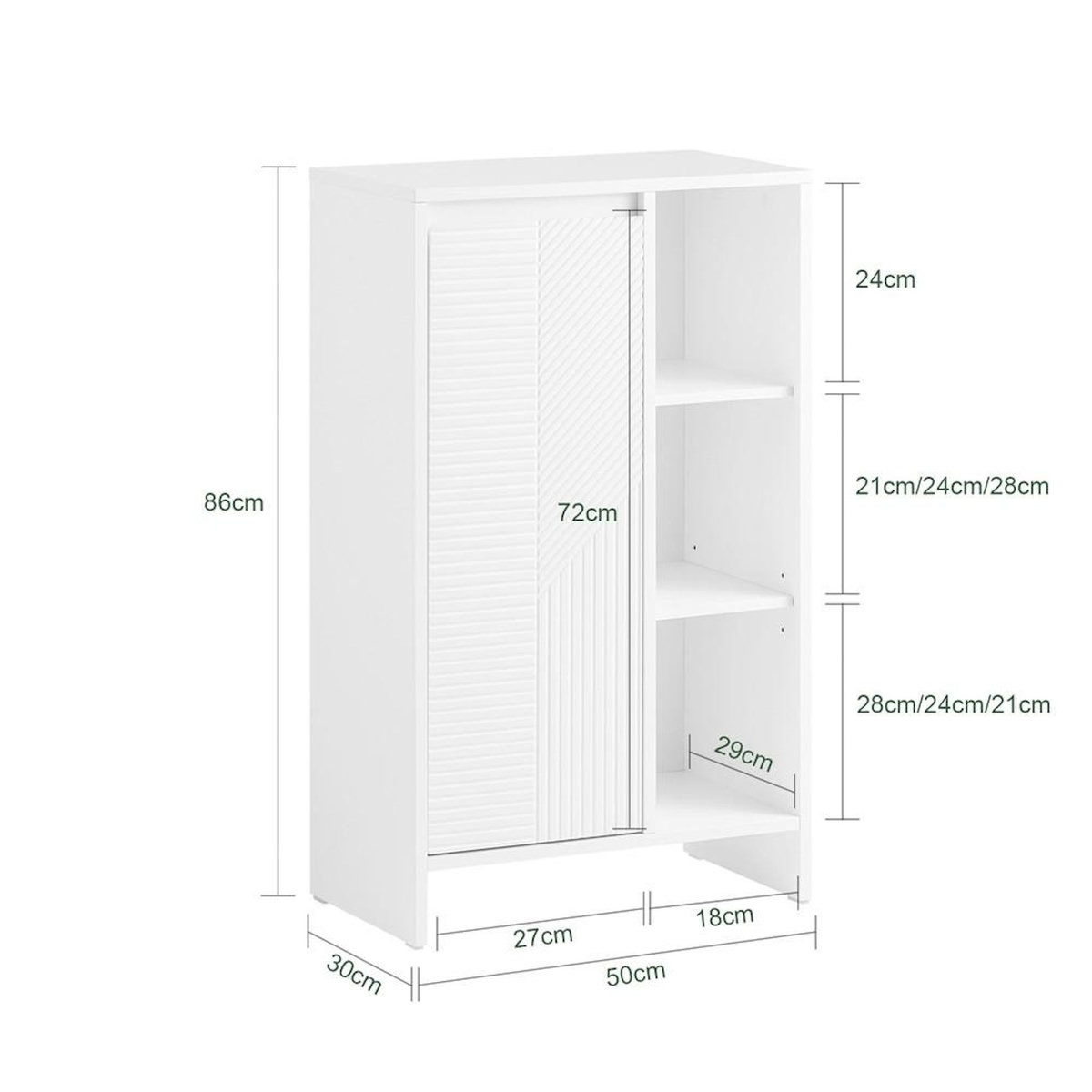 SOBUY SoBuy - Meuble De Buanderie à une porte - Blanc - 50x30x86cm - Moderne - BZR156-W