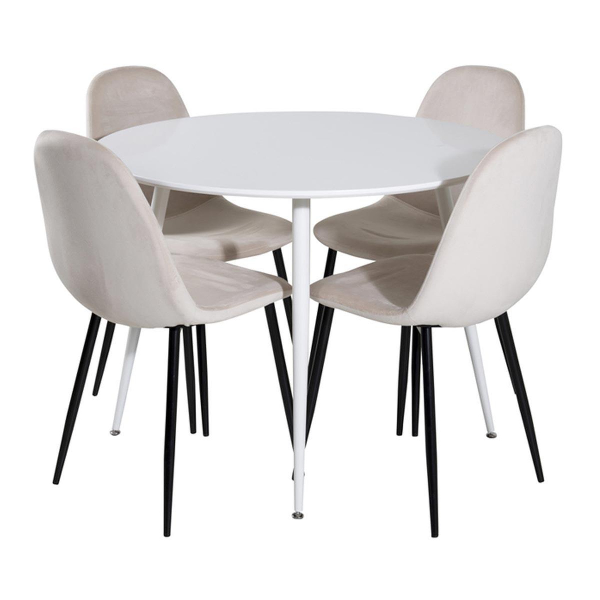 Paris Prix Ensemble table à manger & 4 chaises  plaza & polar i  100cm blanc & beige