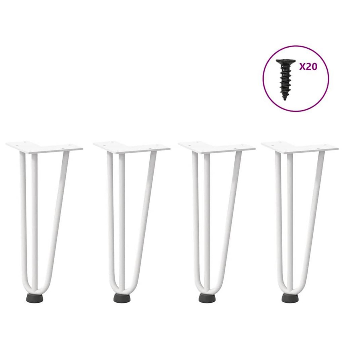 VIDAXL Pieds de table en forme d'epingle a cheveux 4 pcs blanc 30 cm