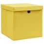 Voir la diapositive 2 : VIDAXL Boîtes de rangement et couvercles 4 pcs Jaune 32x32x32 cm Tissu