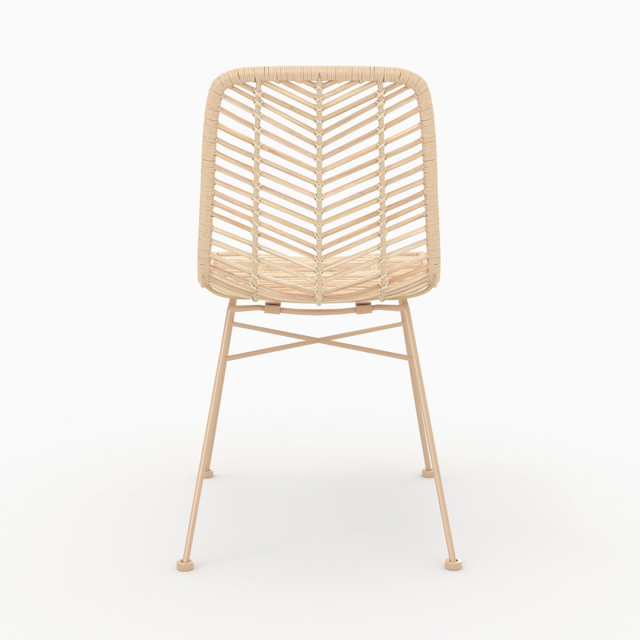 Voir la diapositive 3 : MAISON PAVANE Lot de 2 chaises en rotin naturel et pieds beiges-tamara