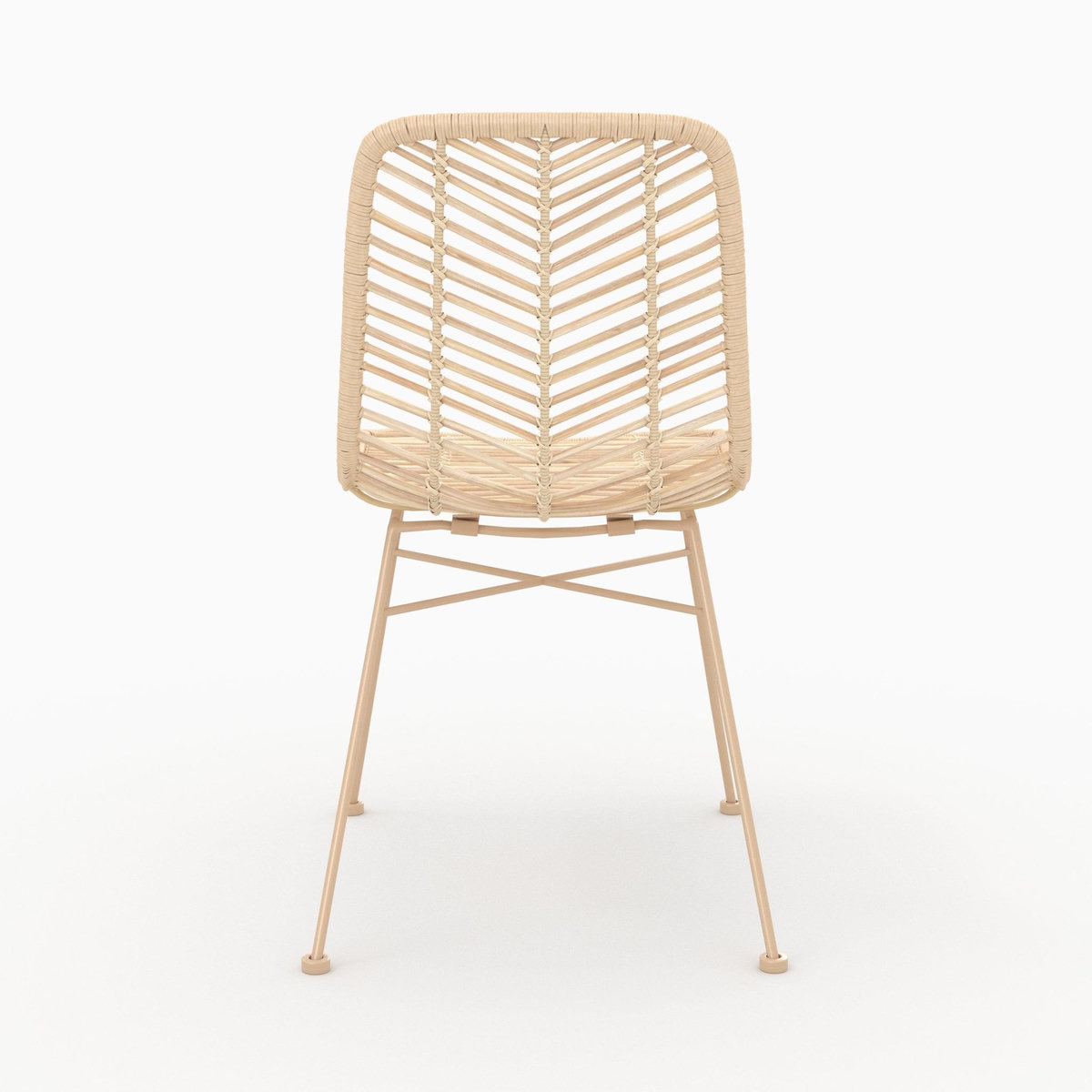 MAISON PAVANE Lot de 2 chaises en rotin naturel et pieds beiges-Tamara