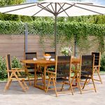 VIDAXL Ensemble a Manger de jardin 7pcs noir polypropylene bois massif