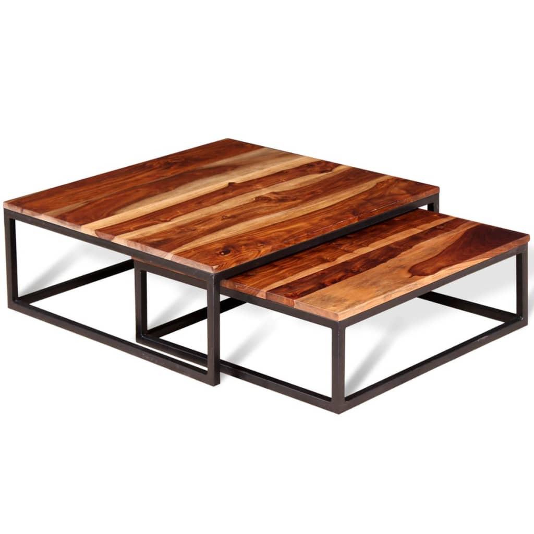 Voir la diapositive 1 : VIDAXL Ensemble de table basse gigogne 2 pcs Bois massif