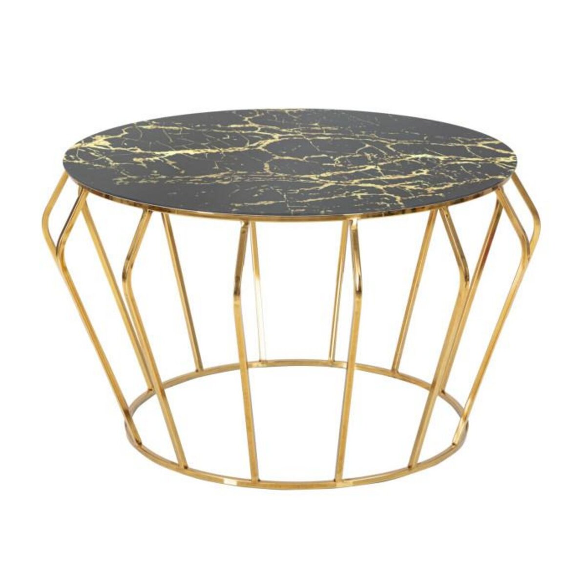 Paris Prix Table Basse Effet Marbre  History  78cm Noir & Or