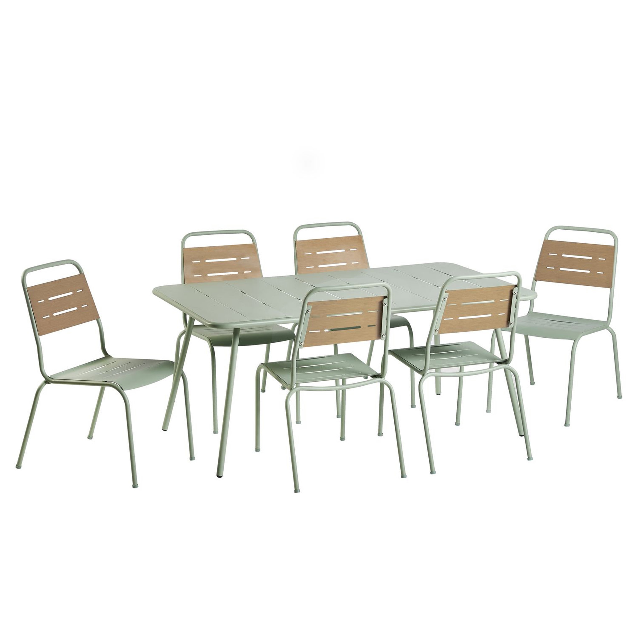 Voir la diapositive 2 : GARDENSTAR Table de jardin rectangulaire - 2/4 places - Acier - Vert pâle