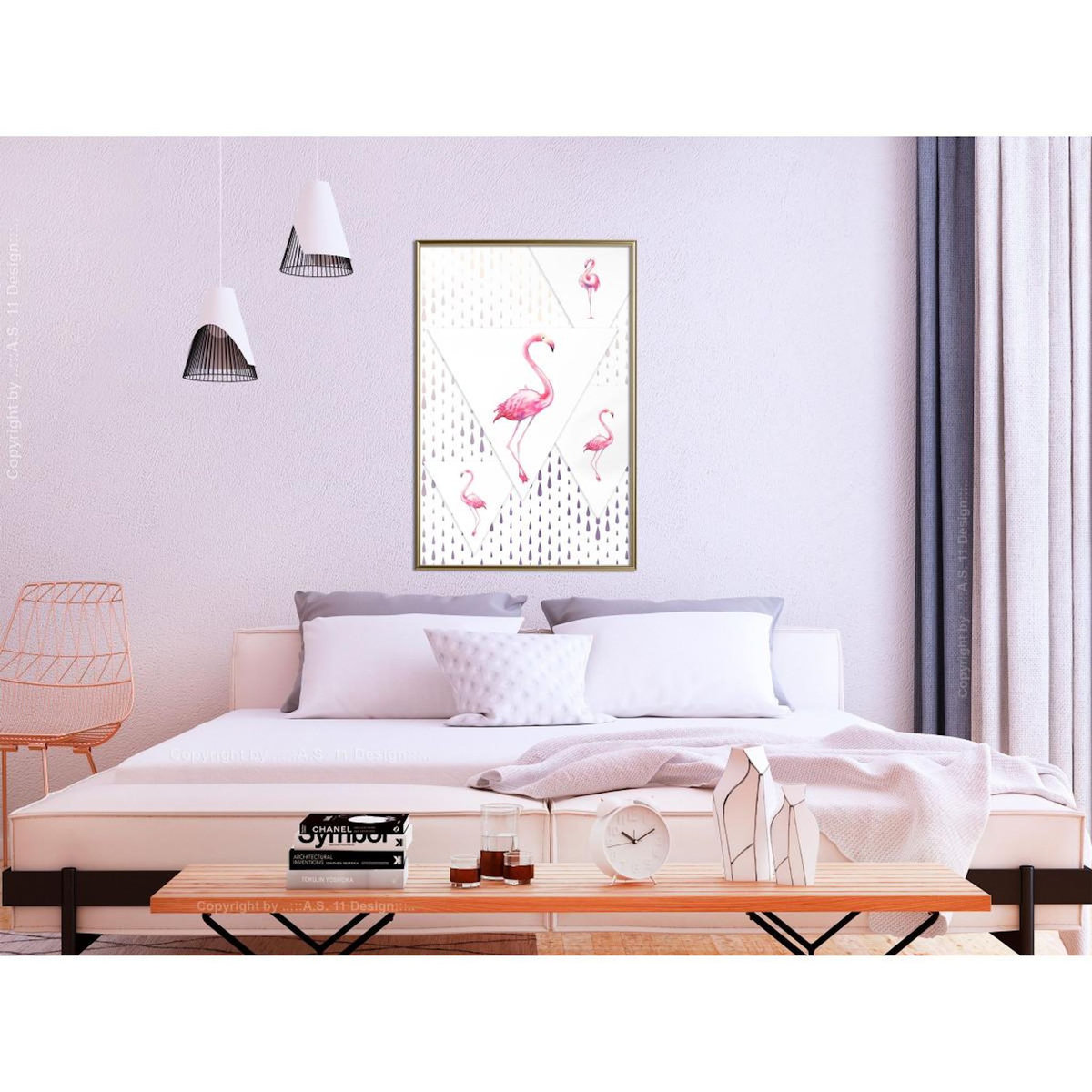 Paris Prix Affiche Murale Encadrée  Flamingos and Triangles
