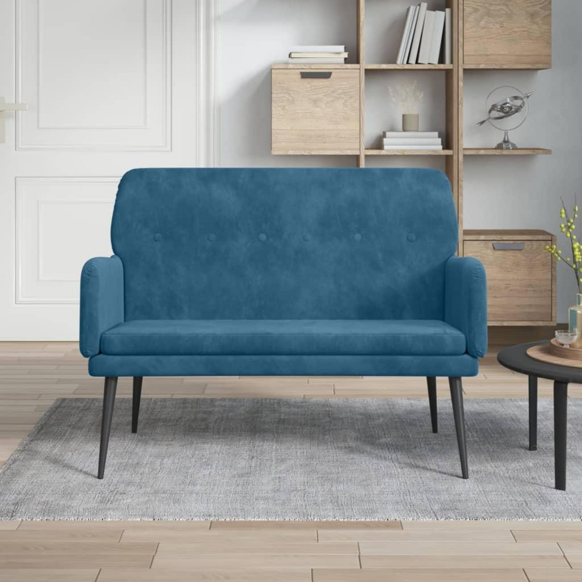 VIDAXL Banc Bleu 108x79x79 cm Velours