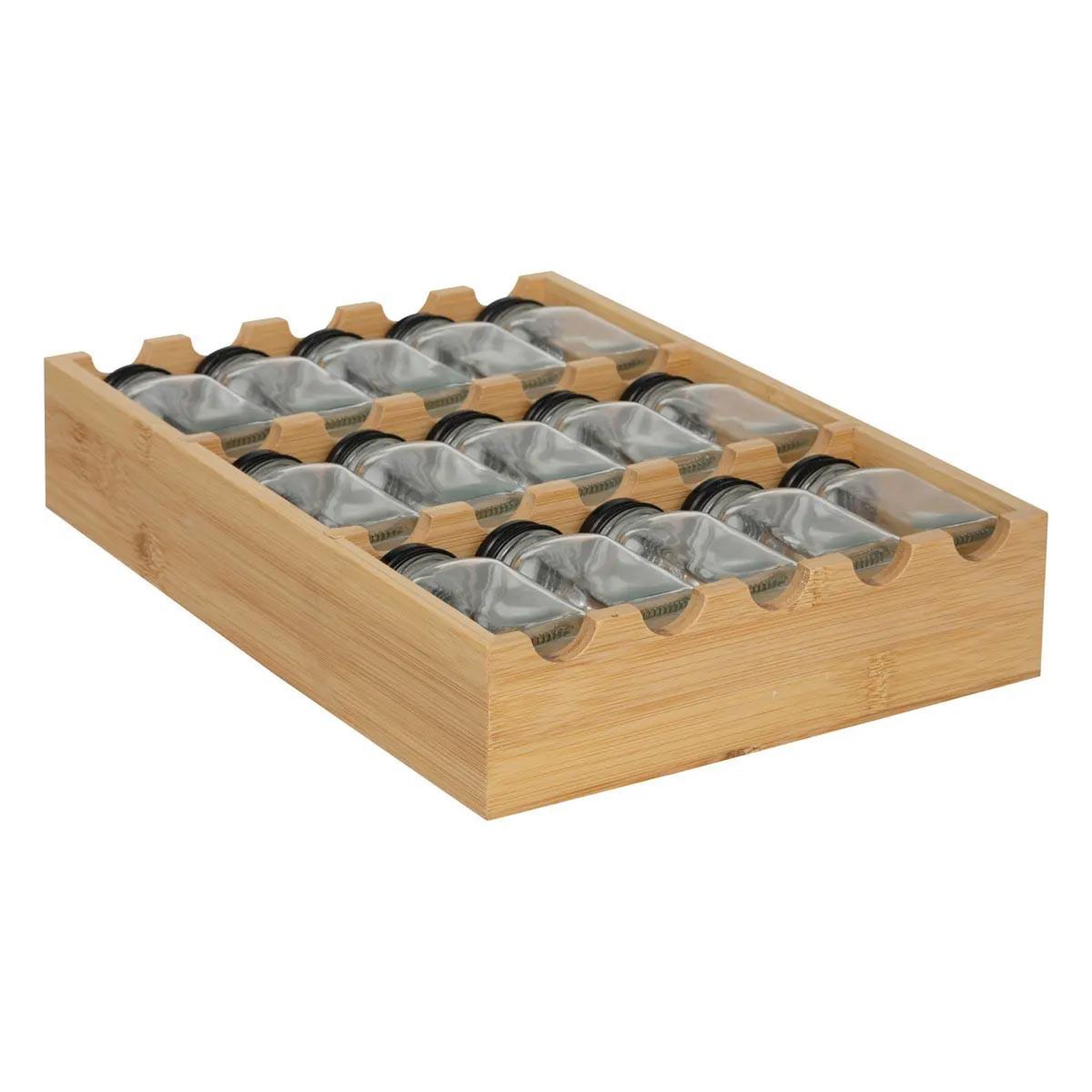 Voir la diapositive 3 : FIVE Lot de 15 pots à épices  rack tiroir  31cm naturel