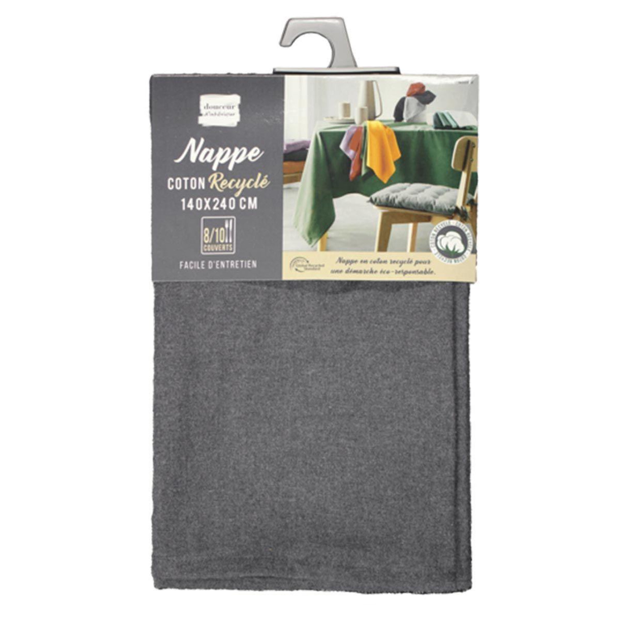 Voir la diapositive 3 : Douceur d'Intérieur Nappe rectangulaire  mistral  140x240cm anthracite