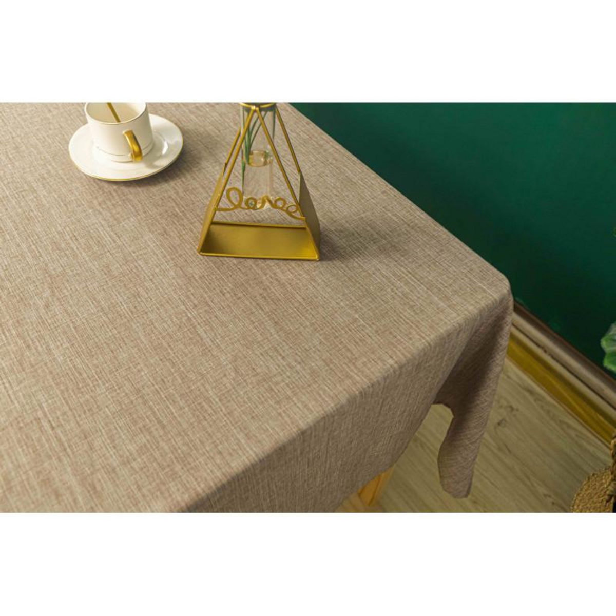 UNIVERS DECOR Nappe antitache unie Taupe rectangulaire 145 x 240 cm