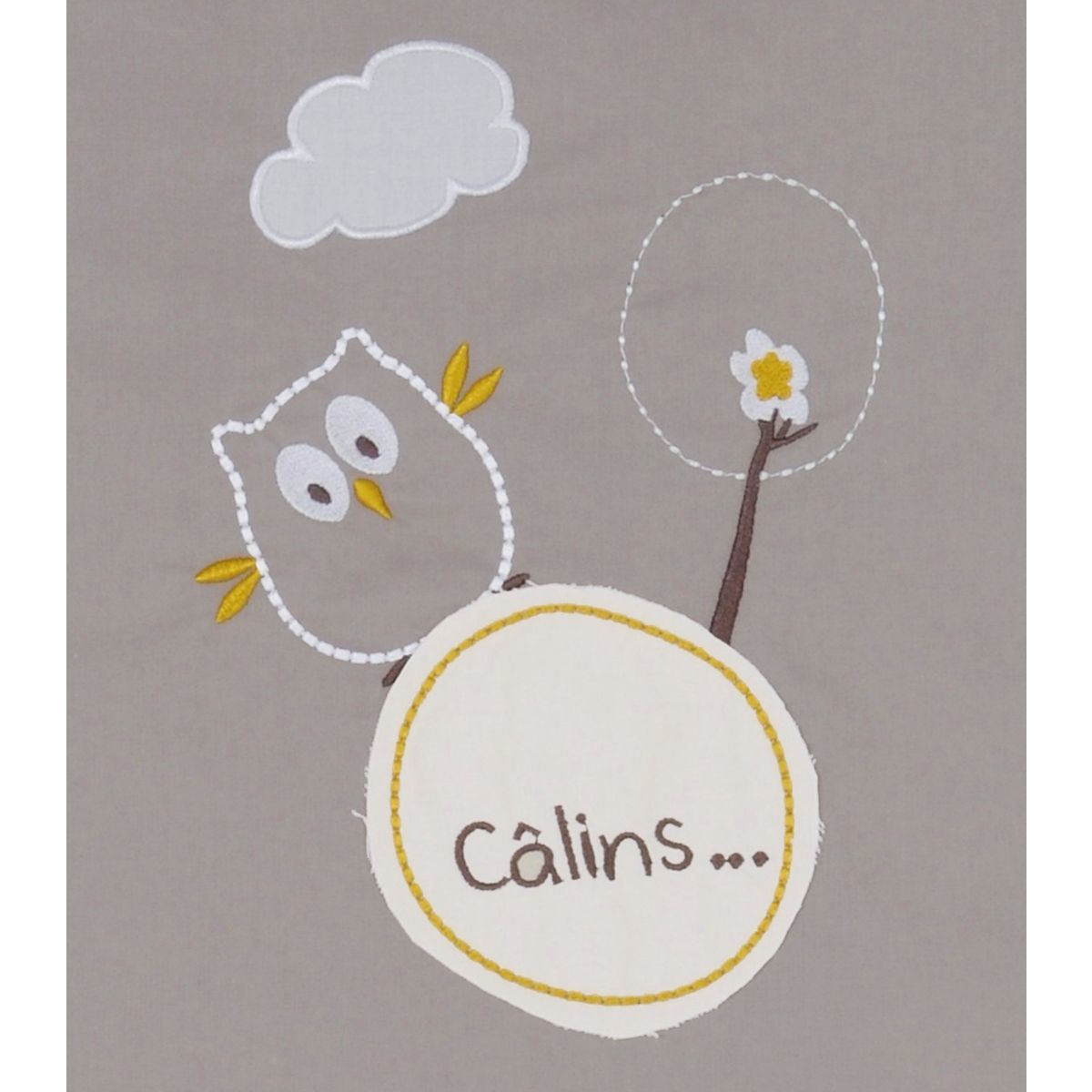 PTIT BASILE Parure housse de couette coton bio 100 x 140 cm + taie 40 x 60 cm Chouette