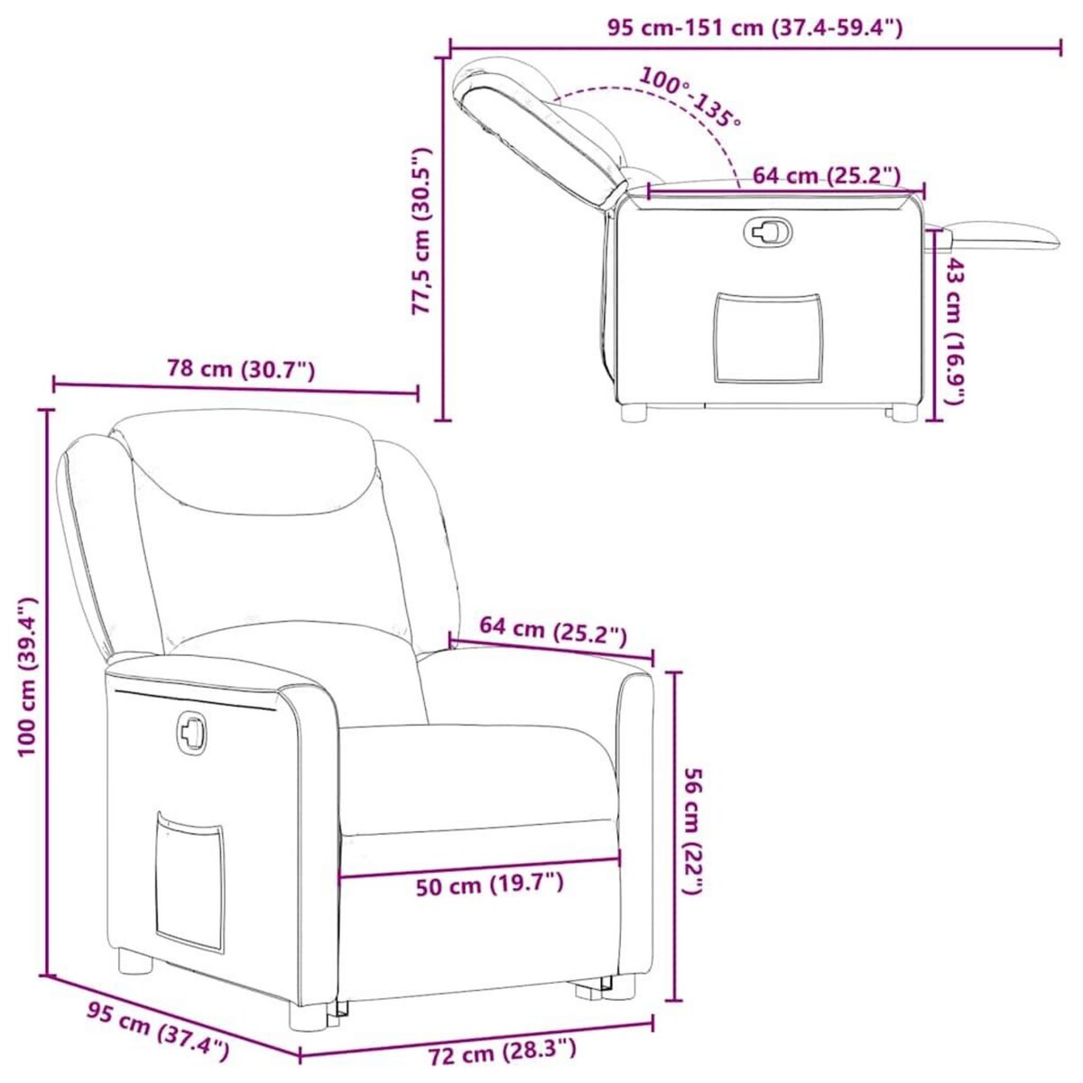 VIDAXL Fauteuil inclinable vert fonce tissu