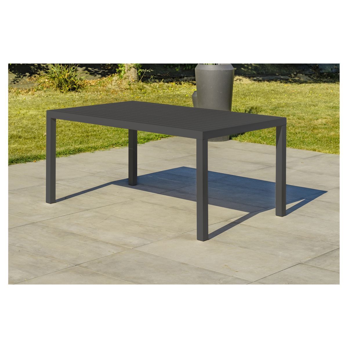 DCB GARDEN Salon de jardin 7 personnes en aluminium noir CAYENNE