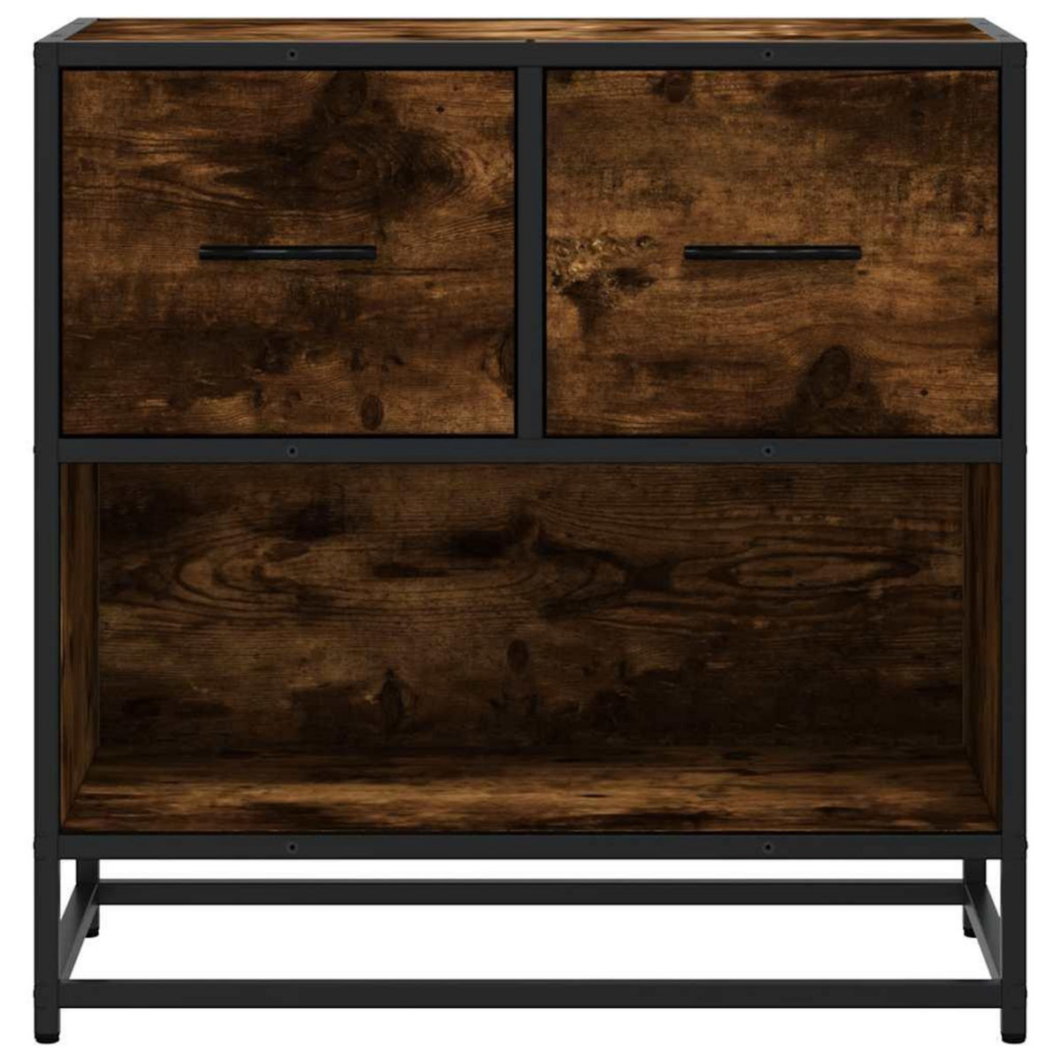 VIDAXL Table de chevet chene fume 60x31x60 cm bois ingenierie et metal