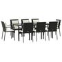 Voir la diapositive 3 : VIDAXL Ensemble a manger jardin 9pcs et coussins noir resine tressee
